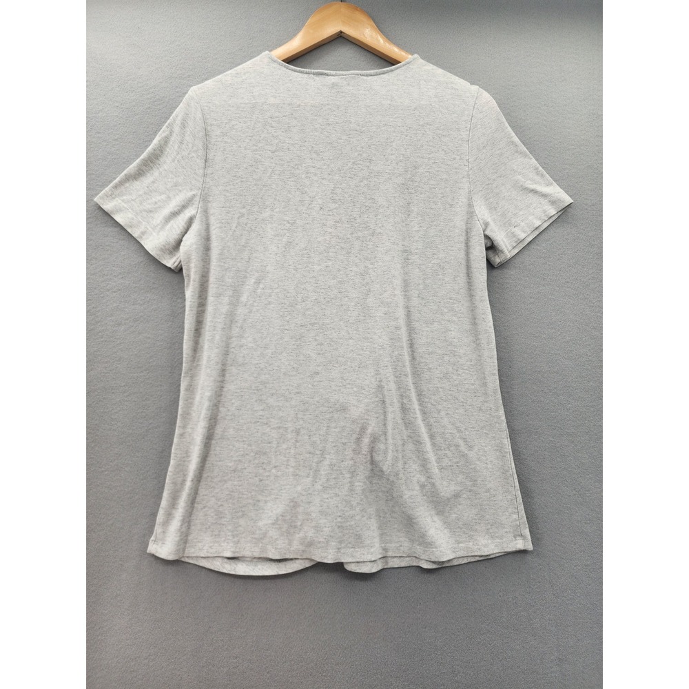 Gnw Gray Twist Front Knot T-Shirt XL Short Sleeve Heathered Soft Stretch Top - Picture 6 of 11
